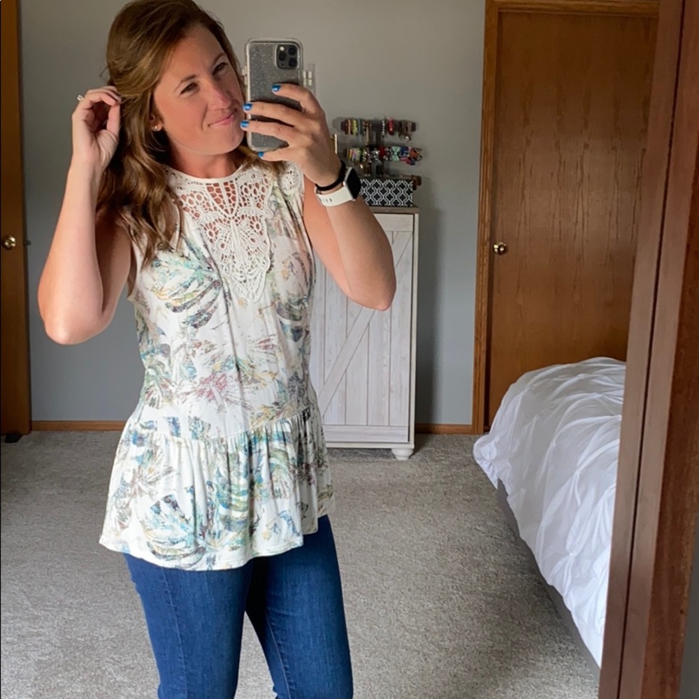 Meadow Rue Lia Tank Peplum Hem Tank Top